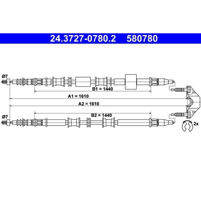 ATE Handbremsseil 24.3727-0780.2 ATE Handbremsseil 24.3727-0780.2