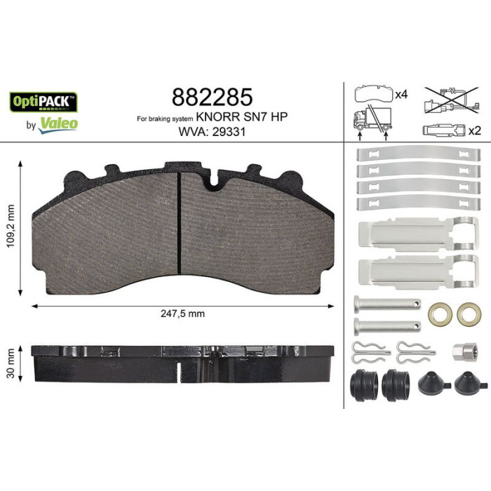 Valeo Bremsbelagsatz 882285 Valeo Bremsbelagsatz 882285