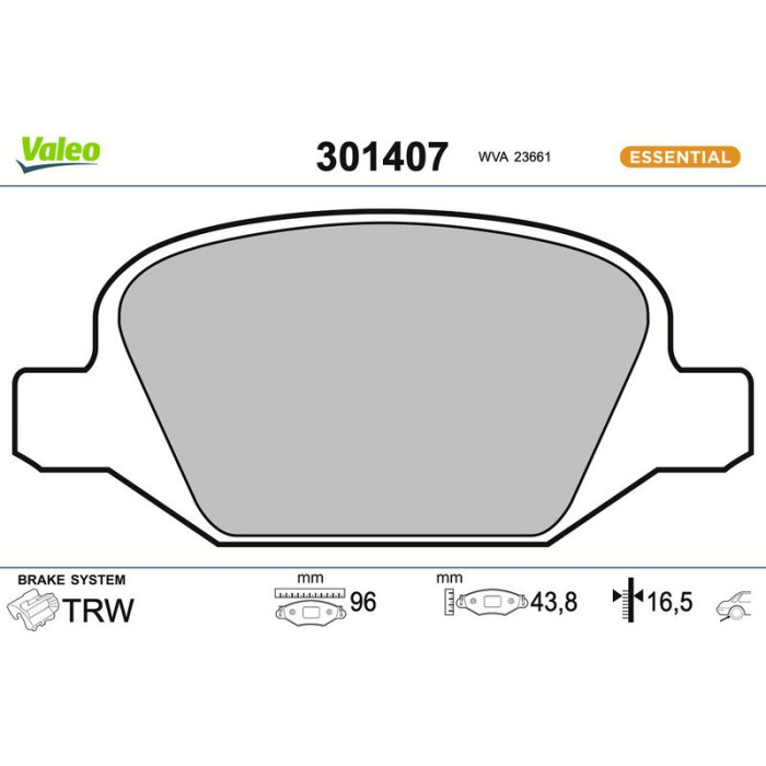 Valeo Bremsbelagsatz 301407 Valeo Bremsbelagsatz 301407