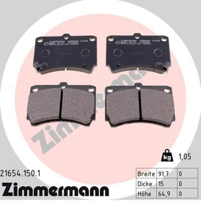 ZIMMERMANN Bremsbeläge 21654.150.1 ZIMMERMANN Bremsbeläge 21654.150.1