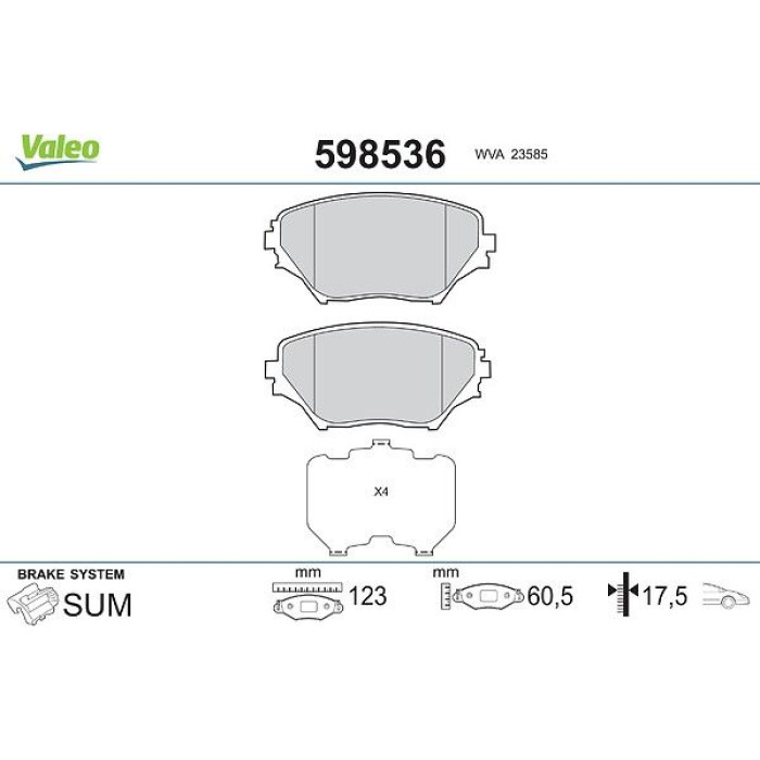 Valeo Bremsbelagsatz 598536 Valeo Bremsbelagsatz 598536