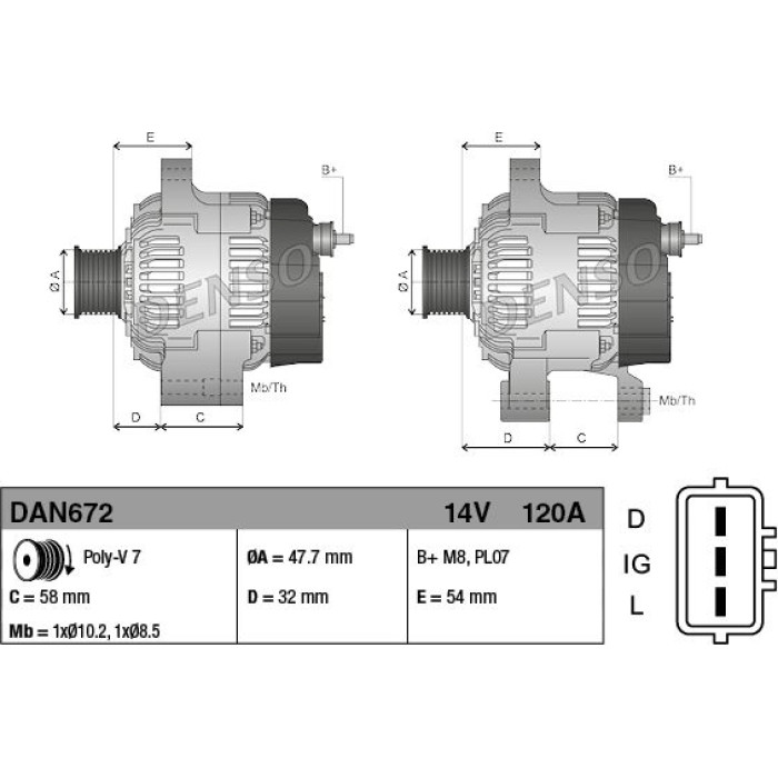 Denso Lichtmaschine DAN672 Denso Lichtmaschine DAN672