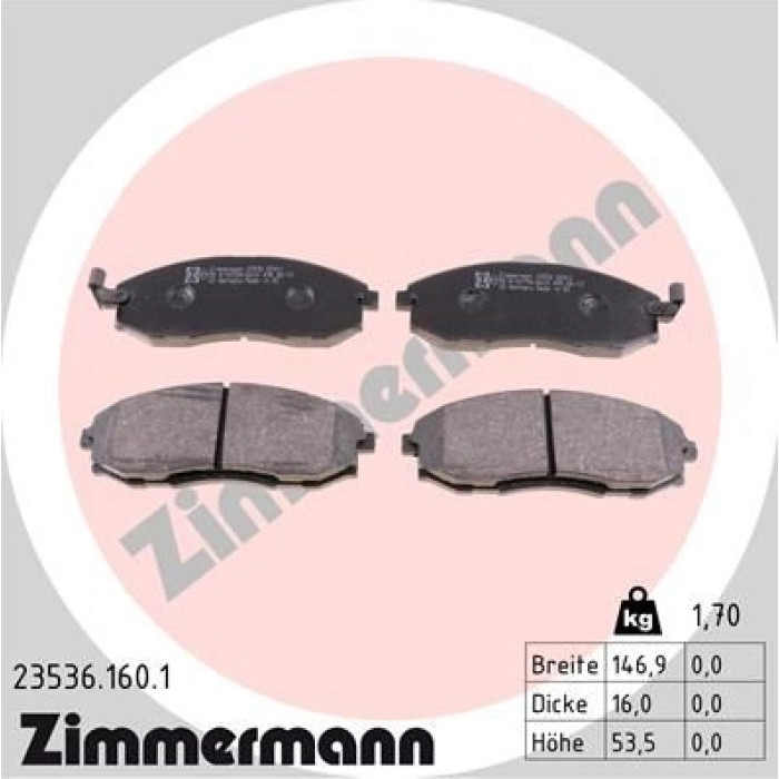 ZIMMERMANN Bremsbeläge 23536.160.1 ZIMMERMANN Bremsbeläge 23536.160.1