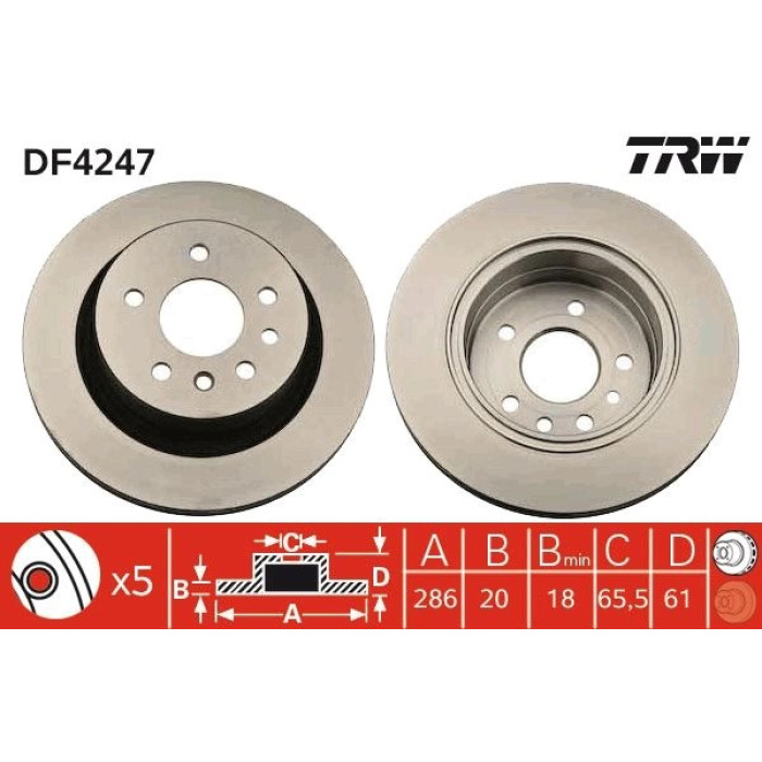 TRW Bremsscheibe Hinterachse DF4247 TRW Bremsscheibe Hinterachse DF4247
