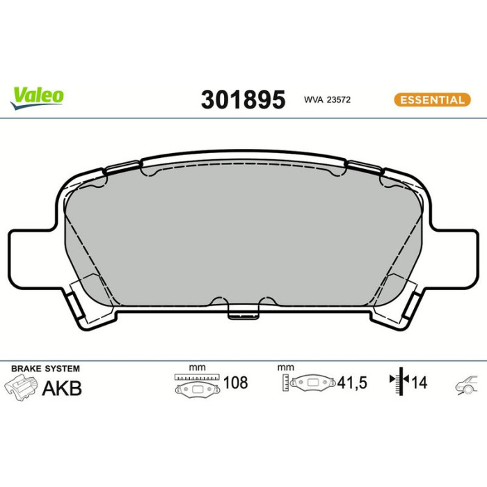 301895 Valeo Bremsbelagsatz 301895 301895 Valeo Bremsbelagsatz 301895