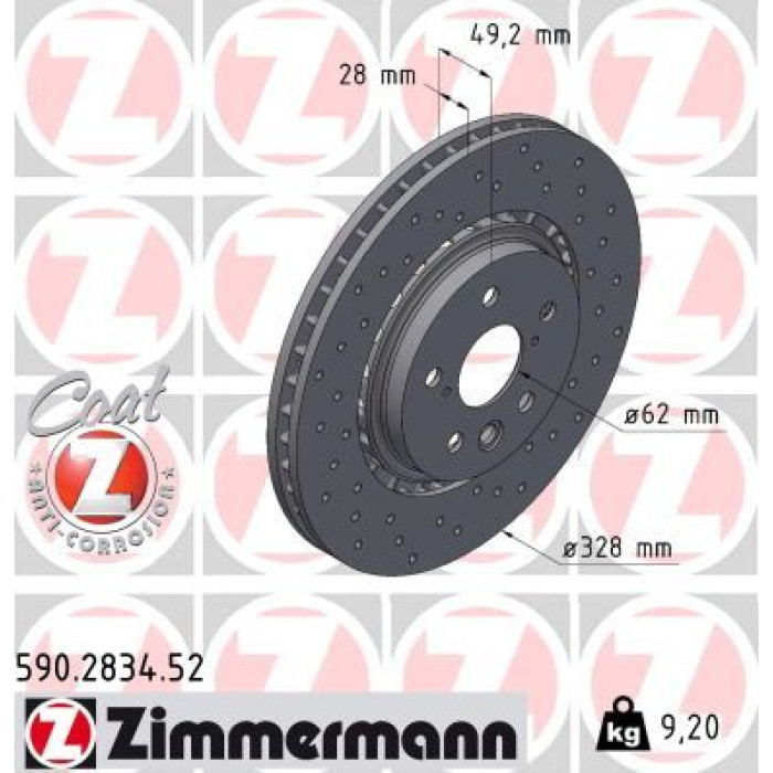Zimmermann Bremsscheibe Vorderachse Sport 590.2834.52 Zimmermann Bremsscheibe Vorderachse Sport 590.2834.52
