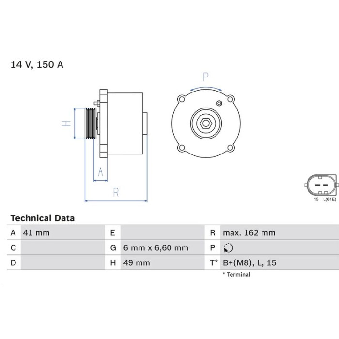 Bosch Generator 0 986 041 750 Bosch Generator 0 986 041 750