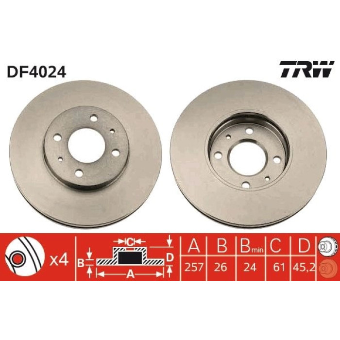 TRW Bremsscheibe DF4024 TRW Bremsscheibe DF4024