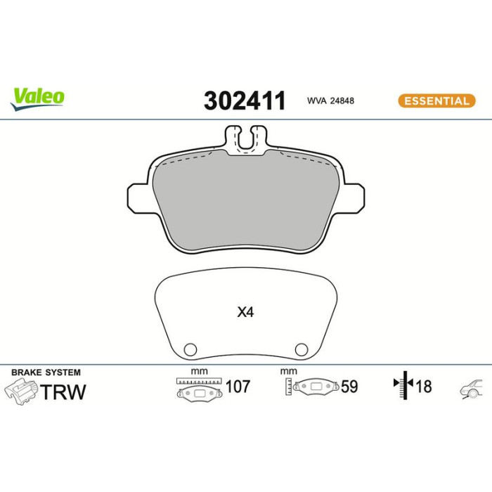 Valeo Bremsbelagsatz 302411 Valeo Bremsbelagsatz 302411