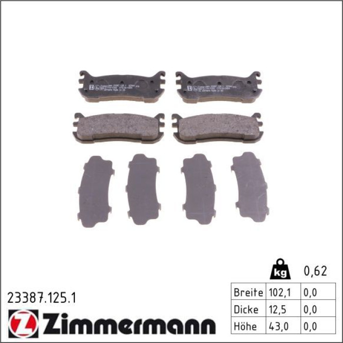 23387.125.1 ZIMMERMANN Bremsbeläge 23387.125.1 23387.125.1 ZIMMERMANN Bremsbeläge 23387.125.1