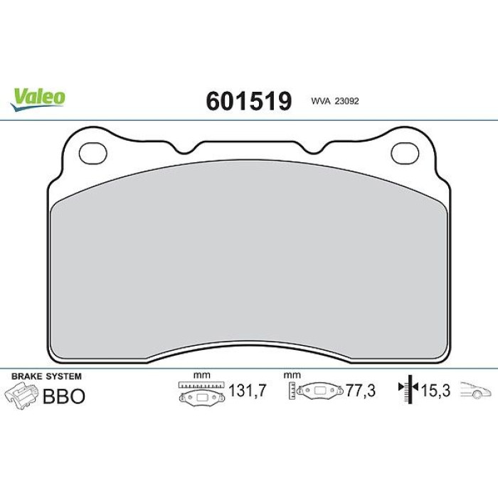 Valeo Bremsbelagsatz 601519 Valeo Bremsbelagsatz 601519
