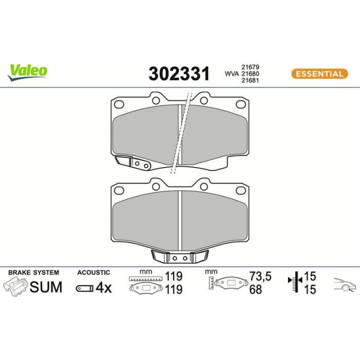 Valeo Bremsbelagsatz 302331 Valeo Bremsbelagsatz 302331