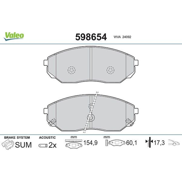 Valeo Bremsbelagsatz 598654 Valeo Bremsbelagsatz 598654
