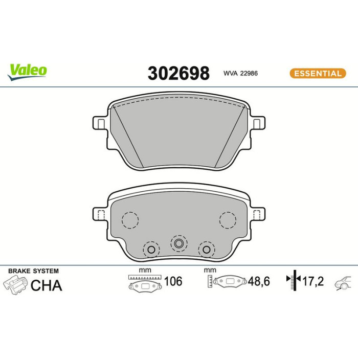 Valeo Bremsbelagsatz 302698 Valeo Bremsbelagsatz 302698