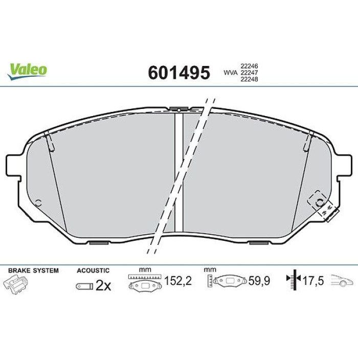 Valeo Bremsbelagsatz 601495 Valeo Bremsbelagsatz 601495