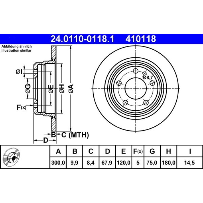 ATE Bremsscheibe BMW Hinterachse 7 E32 3.0 86-94 24.0110-0118.1 ATE Bremsscheibe BMW Hinterachse 7 E32 3.0 86-94 24.0110-0118.1