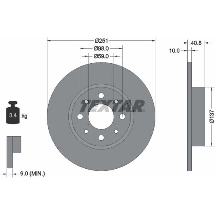 Textar Bremsscheibe 92202303 Textar Bremsscheibe 92202303