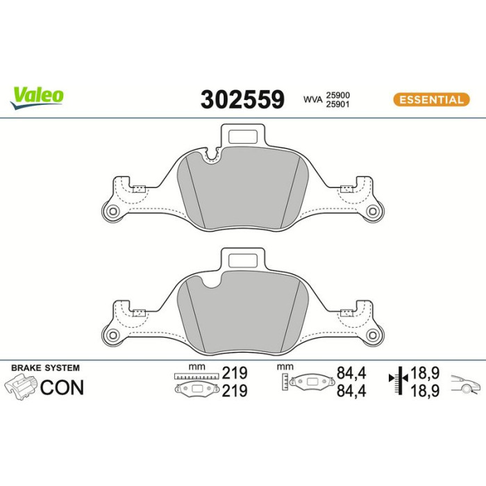 Valeo Bremsbelagsatz 302559 Valeo Bremsbelagsatz 302559