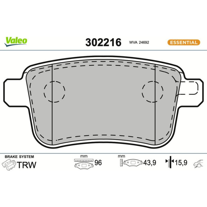 Valeo Bremsbelagsatz 302216 Valeo Bremsbelagsatz 302216