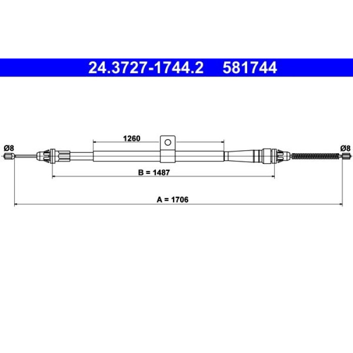 ATE Handbremsseil 24.3727-1744.2 ATE Handbremsseil 24.3727-1744.2