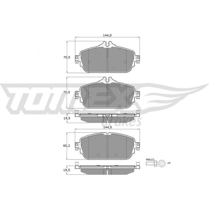 TX 18-74 TOMEX brakes Bremsbelagsatz, Scheibenbremse TX 18-74