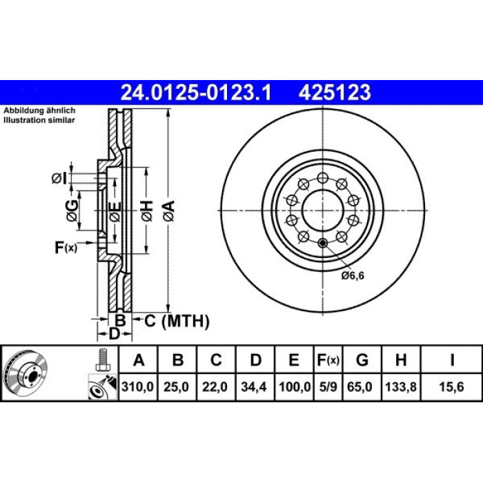 ATE Bremsscheibe VW Vorderachse Polo 1.0-1.8 14 24.0125-0123.1 ATE Bremsscheibe VW Vorderachse Polo 1.0-1.8 14 24.0125-0123.1
