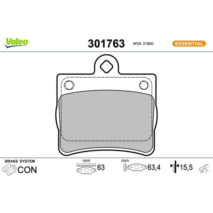 301763 Valeo Bremsbelagsatz 301763 301763 Valeo Bremsbelagsatz 301763