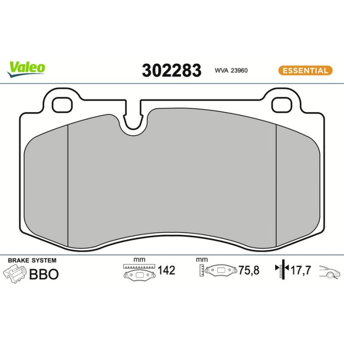 Valeo Bremsbelagsatz 302283 Valeo Bremsbelagsatz 302283