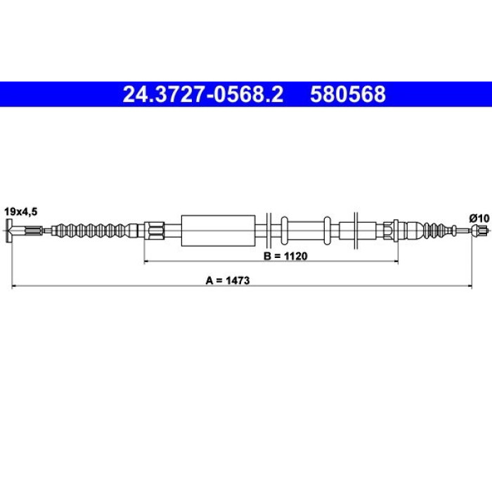 ATE Handbremsseil 24.3727-0568.2 ATE Handbremsseil 24.3727-0568.2