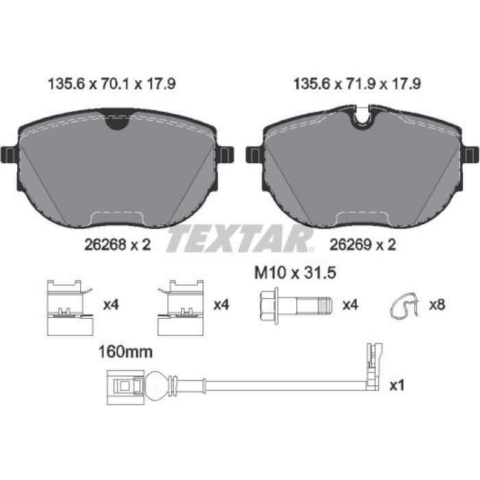 Textar Bremsbelagsatz 2626801 Textar Bremsbelagsatz 2626801