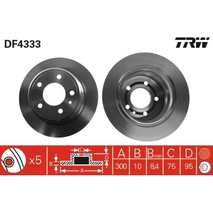 TRW Bremsscheibe BMW E34 525 91-97 DF4333 TRW Bremsscheibe BMW E34 525 91-97 DF4333