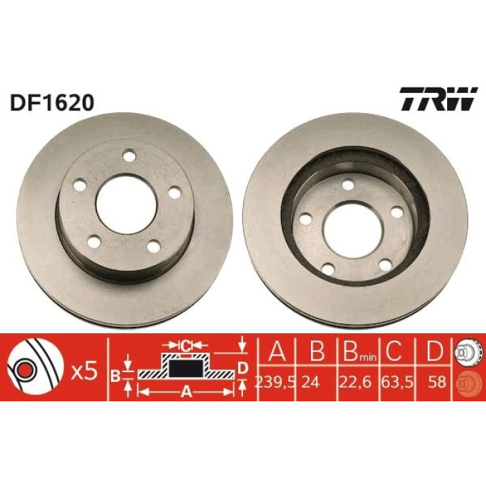 TRW Bremsscheibe DF1620 TRW Bremsscheibe DF1620