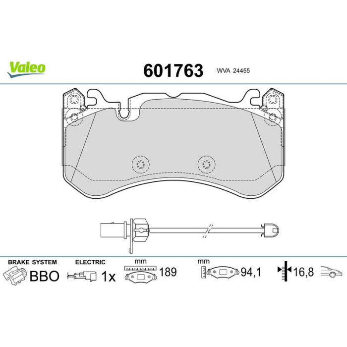 Valeo Bremsbelagsatz 601763 Valeo Bremsbelagsatz 601763