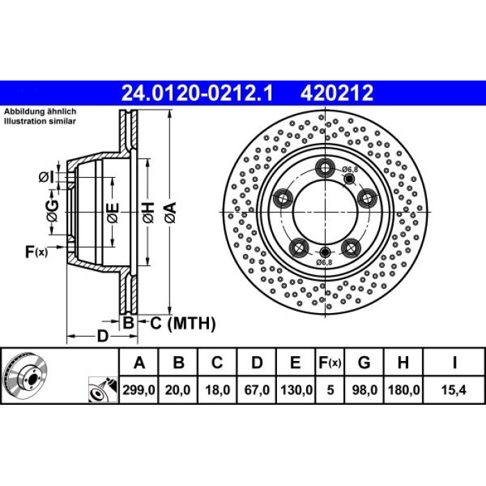 ATE Bremsscheibe Porsche Hinterachse Boxster/Cayman 2.0-3.4 06 24.0120-0212.1 ATE Bremsscheibe Porsche Hinterachse Boxster/Cayman 2.0-3.4 06 24.0120-0212.1