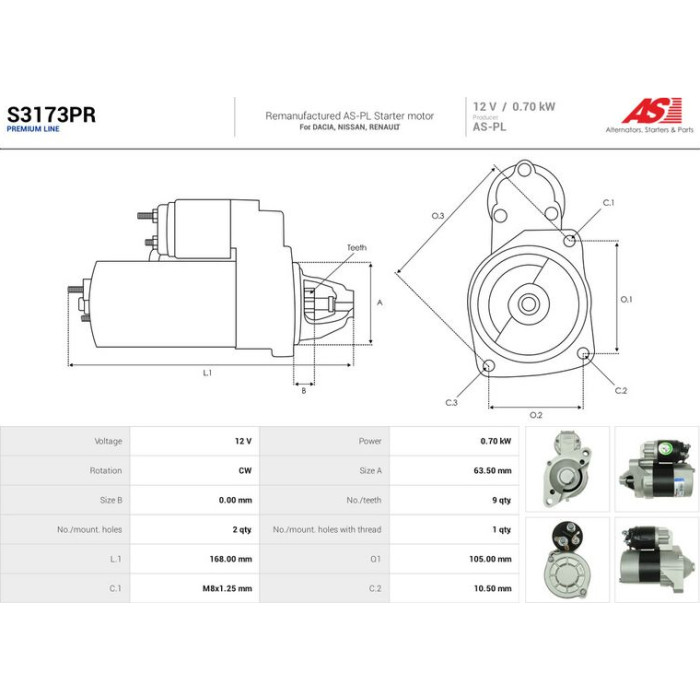 AS-PL Anlasser S3173PR AS-PL Anlasser S3173PR