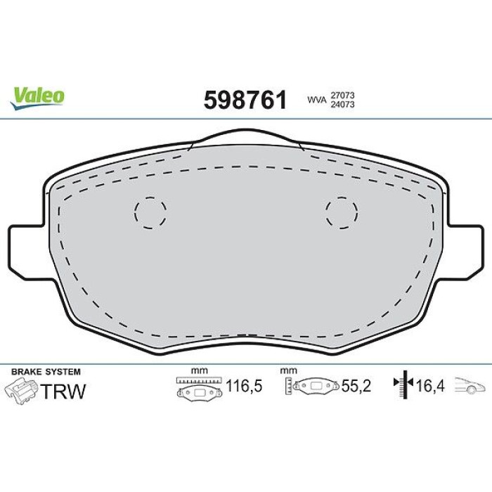 Valeo Bremsbelagsatz 598761 Valeo Bremsbelagsatz 598761