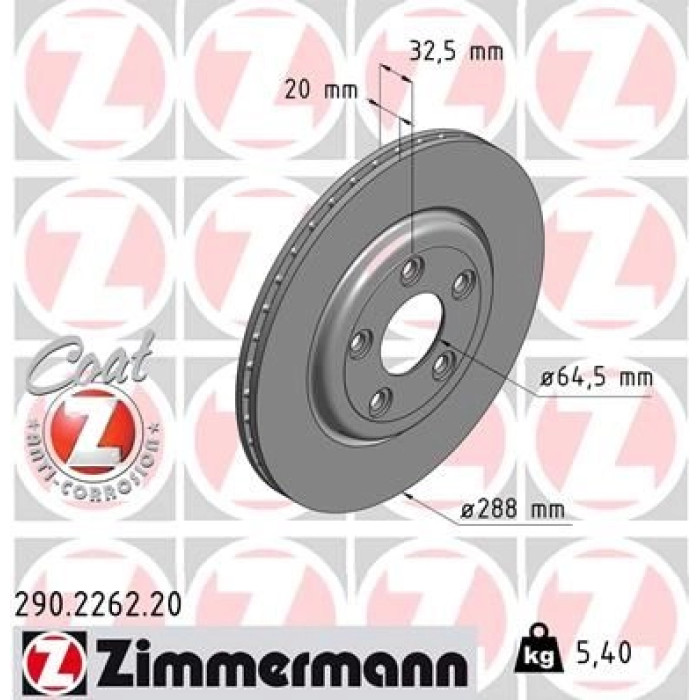 Zimmermann Bremsscheibe 290.2262.20 Zimmermann Bremsscheibe 290.2262.20