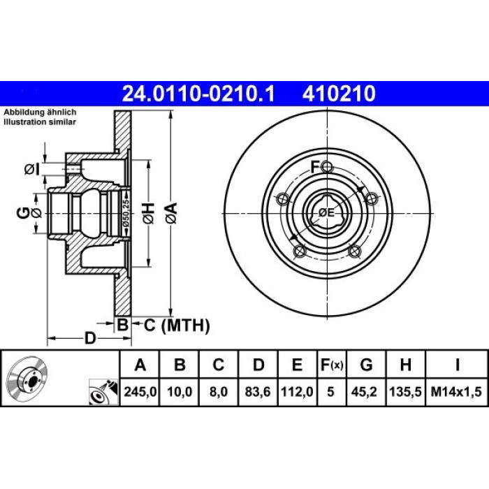 24.0110-0210.1 ATE Bremsscheibe Audi Hinterachse A4 1.6-2.8 94-01 Ohne Lager 24.0110-0210.1 24.0110-0210.1 ATE Bremsscheibe Audi Hinterachse A4 1.6-2.8 94-01 Ohne Lager 24.0110-0210.1