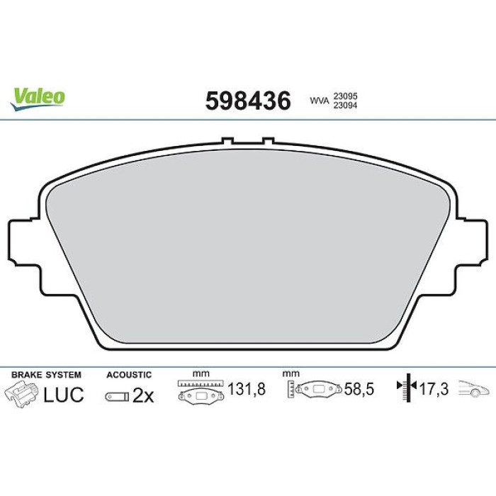 Valeo Bremsbelagsatz 598436 Valeo Bremsbelagsatz 598436