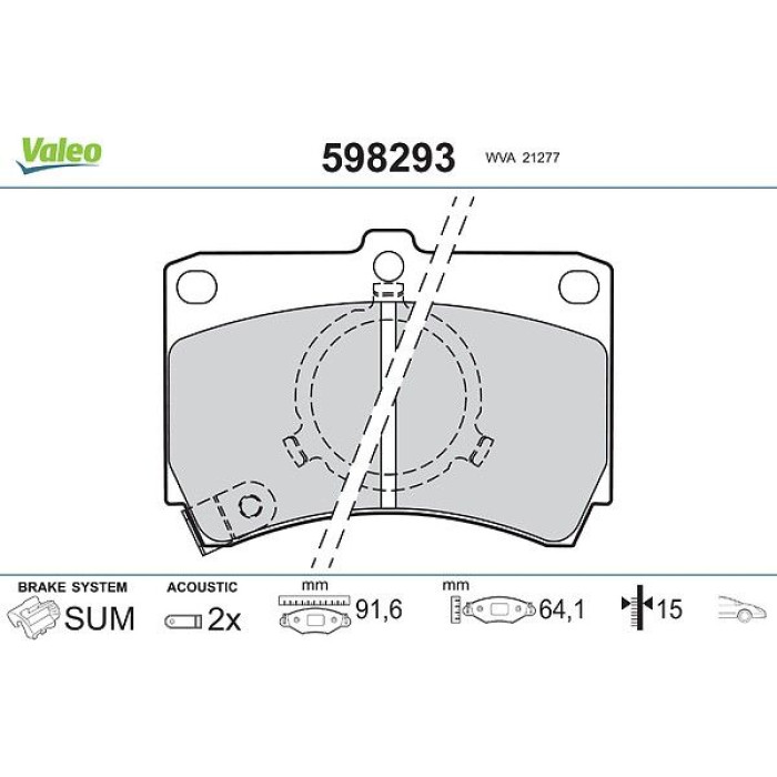 Valeo Bremsbelagsatz 598293 Valeo Bremsbelagsatz 598293