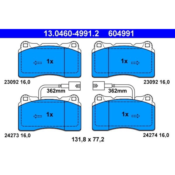 13.0460-4991.2 ATE Bremsbelagsatz 13.0460-4991.2 13.0460-4991.2 ATE Bremsbelagsatz 13.0460-4991.2