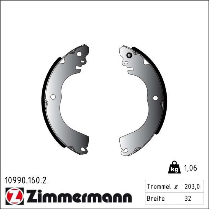 ZIMMERMANN Bremsbackensatz 10990.160.2 ZIMMERMANN Bremsbackensatz 10990.160.2