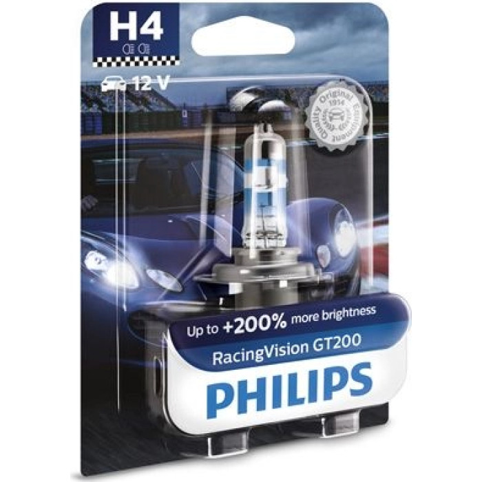 12342RGTB1 PHILIPS H4 Halogenlampe RacingVision GT200 12 V 60/55 W P43t-38, 1 Stück - 12342RGTB1 - l 12342RGTB1 PHILIPS H4 Halogenlampe RacingVision GT200 12 V 60/55 W P43t-38, 1 Stück - 12342RGTB1 - l
