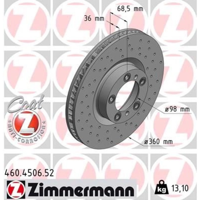 Zimmermann Bremsscheibe Vorderachse links Sport 460.4506.52 Zimmermann Bremsscheibe Vorderachse links Sport 460.4506.52
