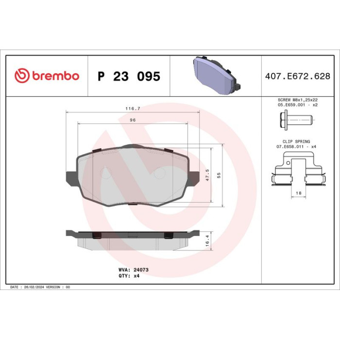 BREMBO Bremsklötze VA P 23 095 BREMBO Bremsklötze VA P 23 095