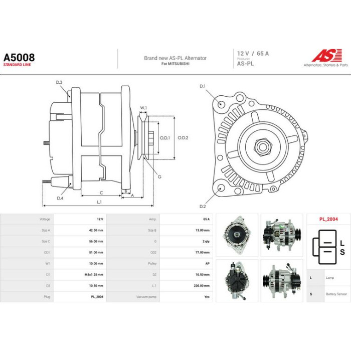 A5008 AS-PL Lichtmaschine (Generator) A5008