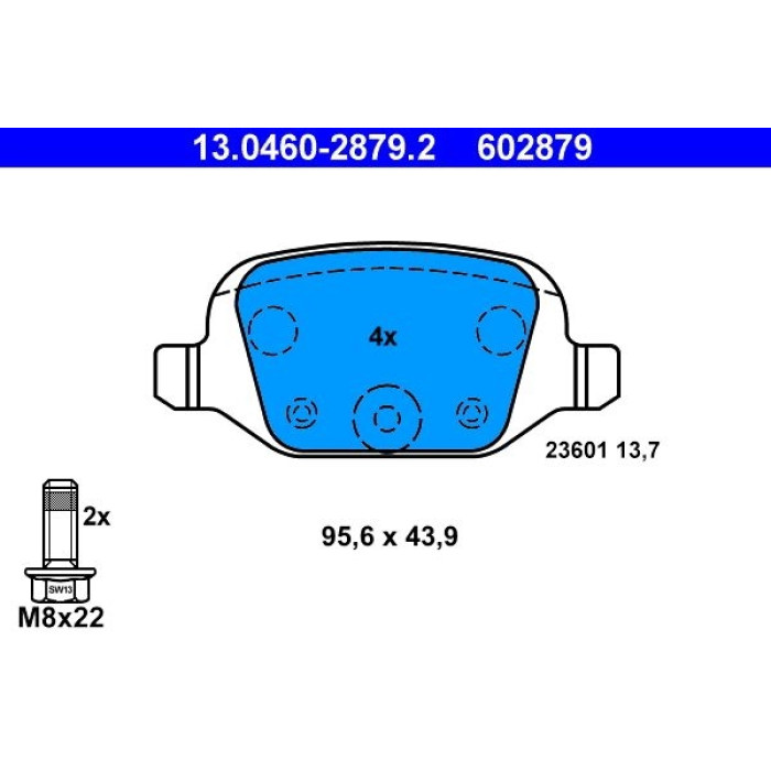 13.0460-2879.2 ATE Bremsbelagsatz Fiat Hinterachse 500/Idea/Panda 04 13.0460-2879.2 13.0460-2879.2 ATE Bremsbelagsatz Fiat Hinterachse 500/Idea/Panda 04 13.0460-2879.2