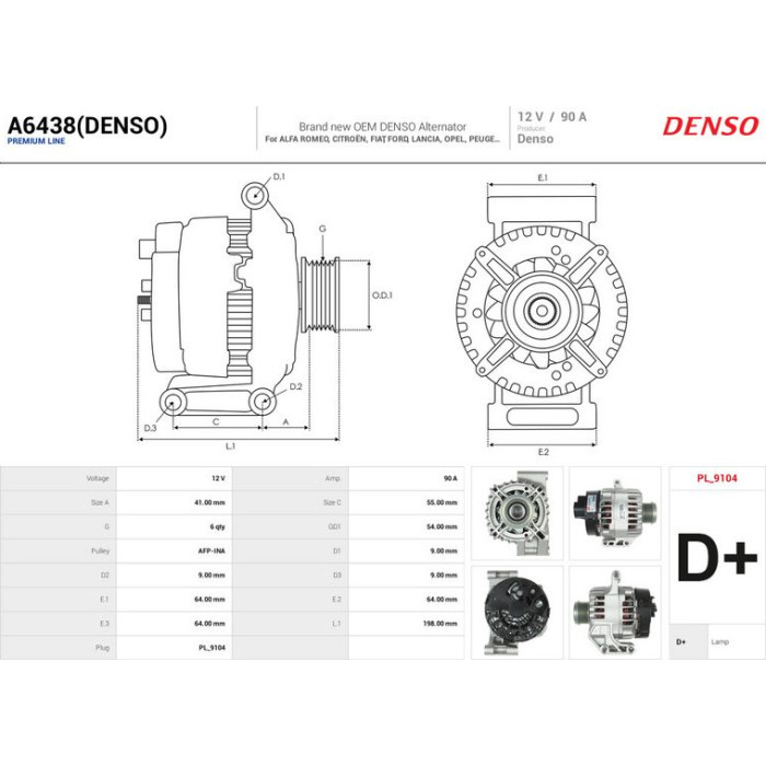 AS-PL Generator A6438(DENSO)