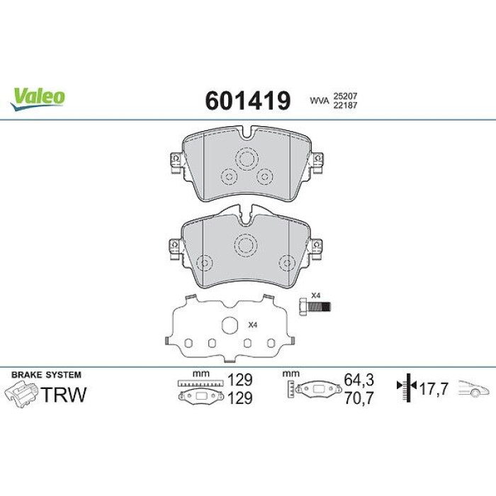 Valeo Bremsbelagsatz 601419 Valeo Bremsbelagsatz 601419