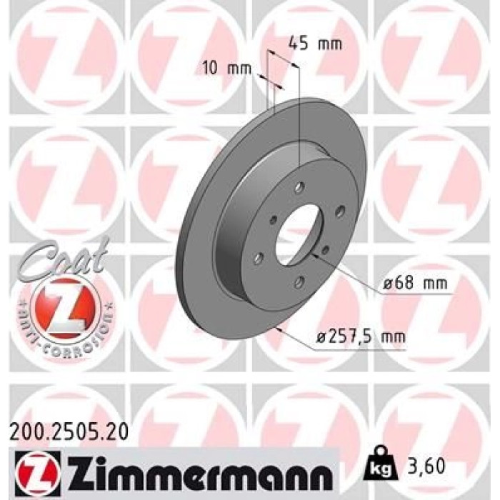 Zimmermann Bremsscheibe 200.2505.20 Zimmermann Bremsscheibe 200.2505.20